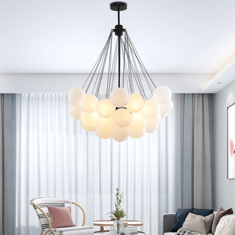 Milk Glass Bubble Chandelier for Modern Spaces