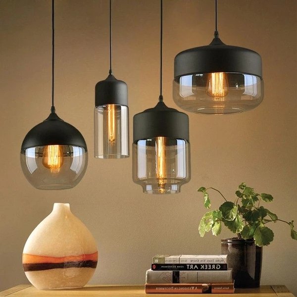 black amber glass pendant light