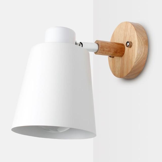 wood wall sconce white lampshade