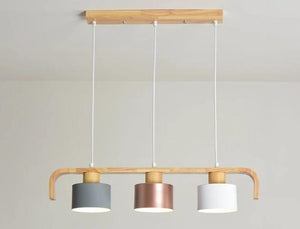 wood linear chandelier