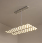 modern linear chandelier dining room