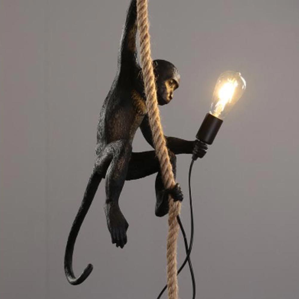 black hanging monkey lamp