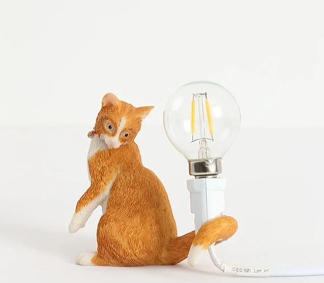 orange resin cat lamp