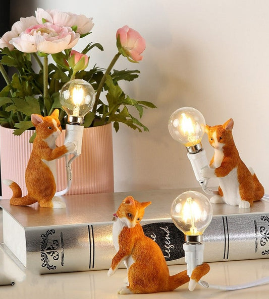 orange vintage cat lamp
