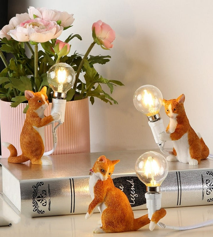 orange vintage cat lamp