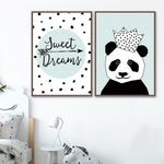 Panda Cartoon Canvas Wall Art - Lala Lamps Store