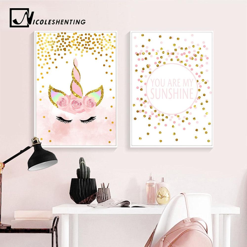 Pink Unicorn Canvas Wall Art - Lala Lamps Store