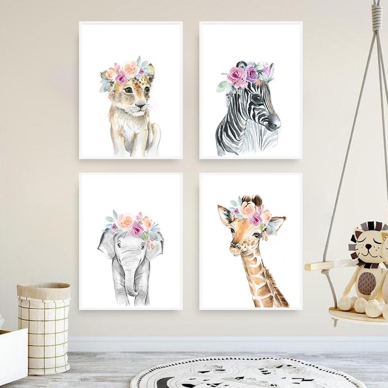 lion zebra elephant giraffe wall canvas art