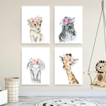 lion zebra elephant giraffe wall canvas art