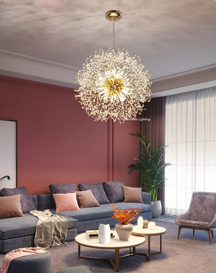 firework chandelier living room