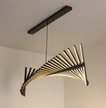 black and gold linear chandelier