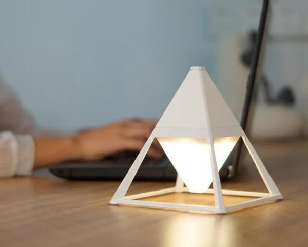 white pyramid lampshade diffuser lamp