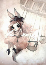 Rabbit Cartoon Girls Boys Canvas Wall Art - Lala Lamps Store