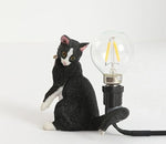 resin black cat lamp