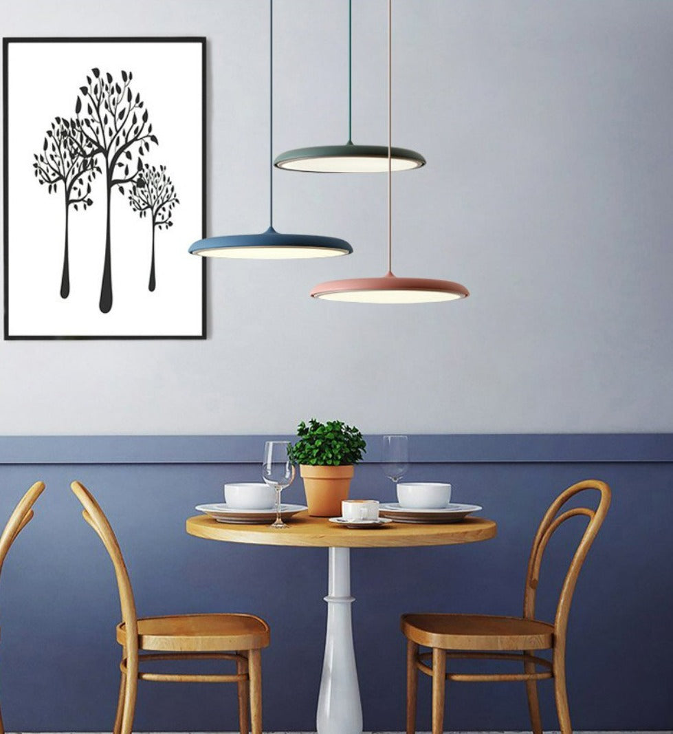 Sleek aluminum disc pendant chandelier