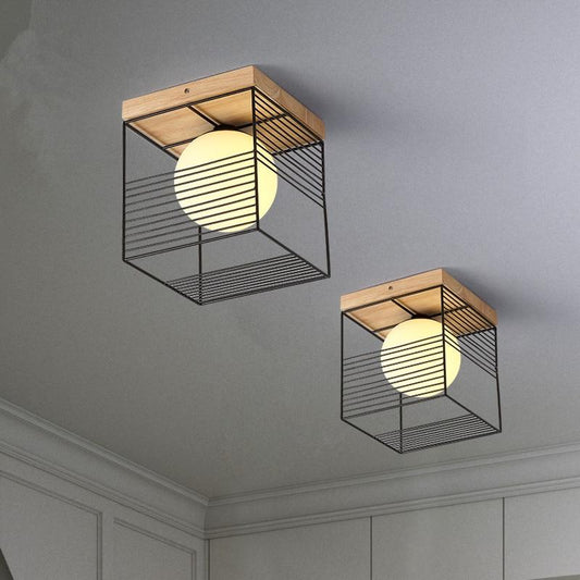 square wood ceiling light