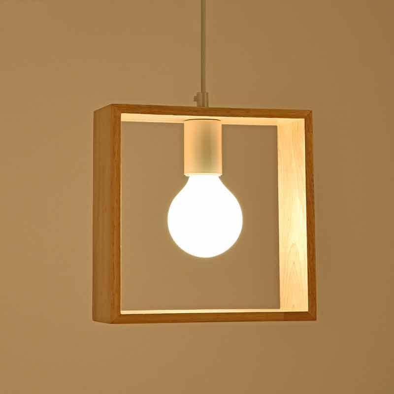 square wood pendant light