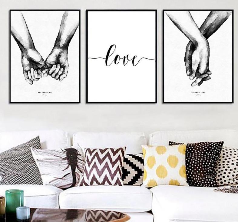 Sweet Love Back & White Canvas Wall Art - Lala Lamps Store