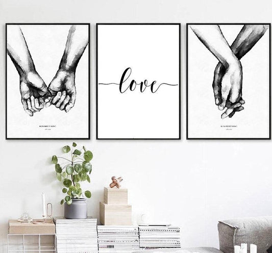 Sweet Love Back & White Canvas Wall Art - Lala Lamps Store