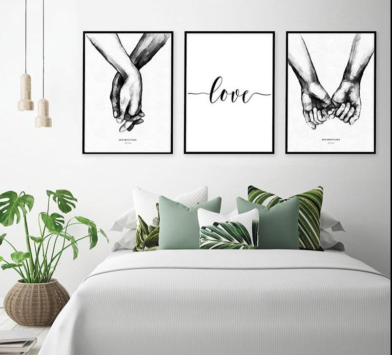 Sweet Love Back & White Canvas Wall Art - Lala Lamps Store