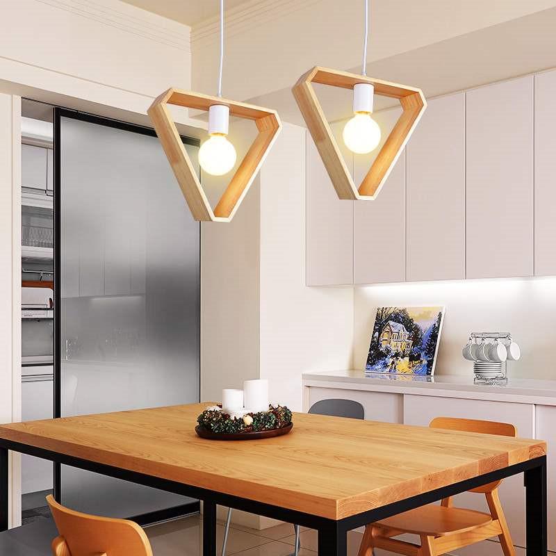 triangle wood pendant light