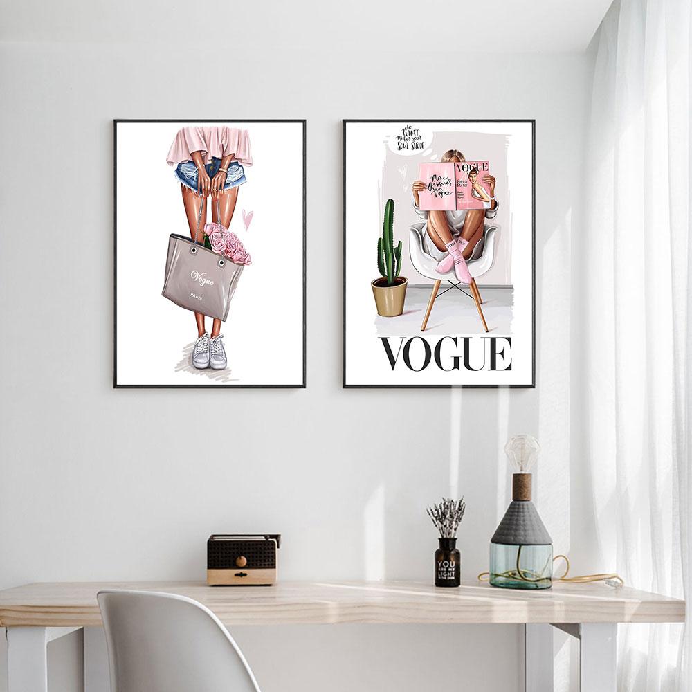 Vogue Girl Canvas Wall Art - Lala Lamps Store