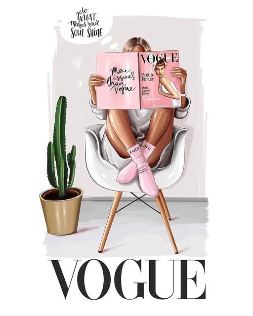 Vogue Girl Canvas Wall Art - Lala Lamps Store