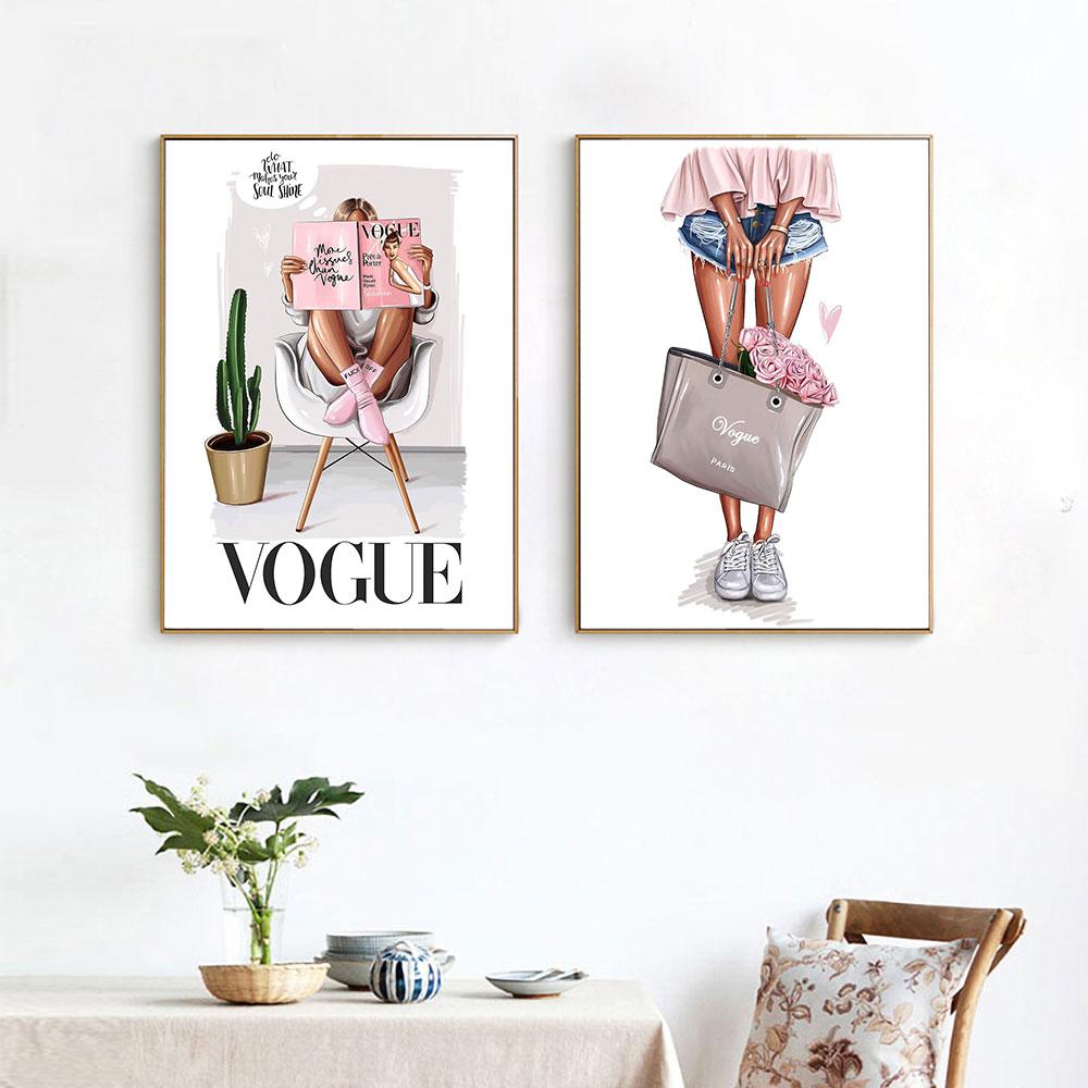 Vogue Girl Canvas Wall Art - Lala Lamps Store