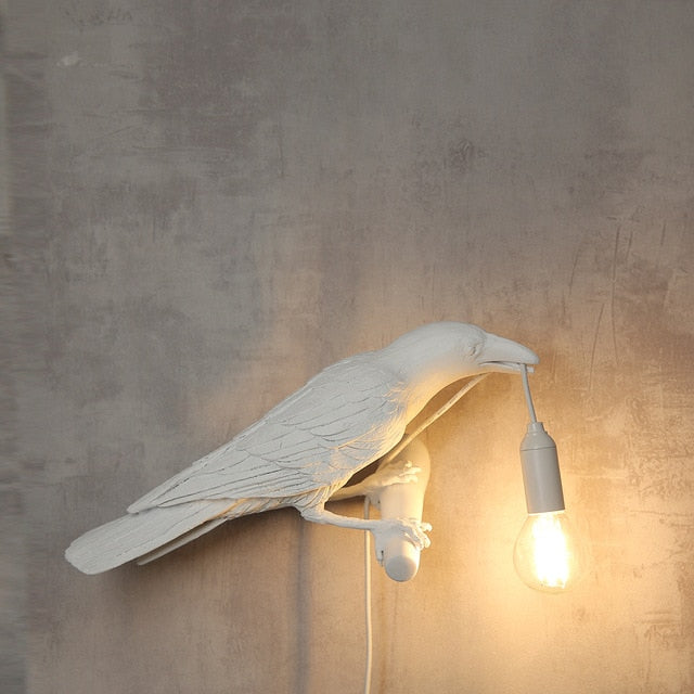 iron white crow wall lamp