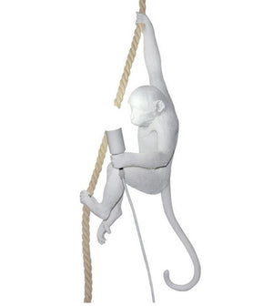 white monkey hanging lamp with rope