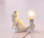 white resin cat table lamp