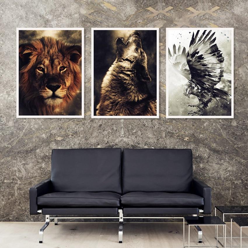 Wolf Lion Eagle Elephant Canvas Wall Art - Lala Lamps Store