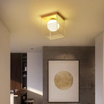 wood flush mount light bathroom