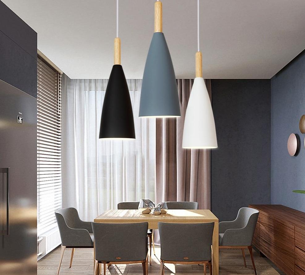 wood cone pendant light living room
