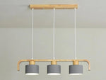 Bomi wood linear chandelier in warm wood finish