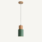green and wood pendant light