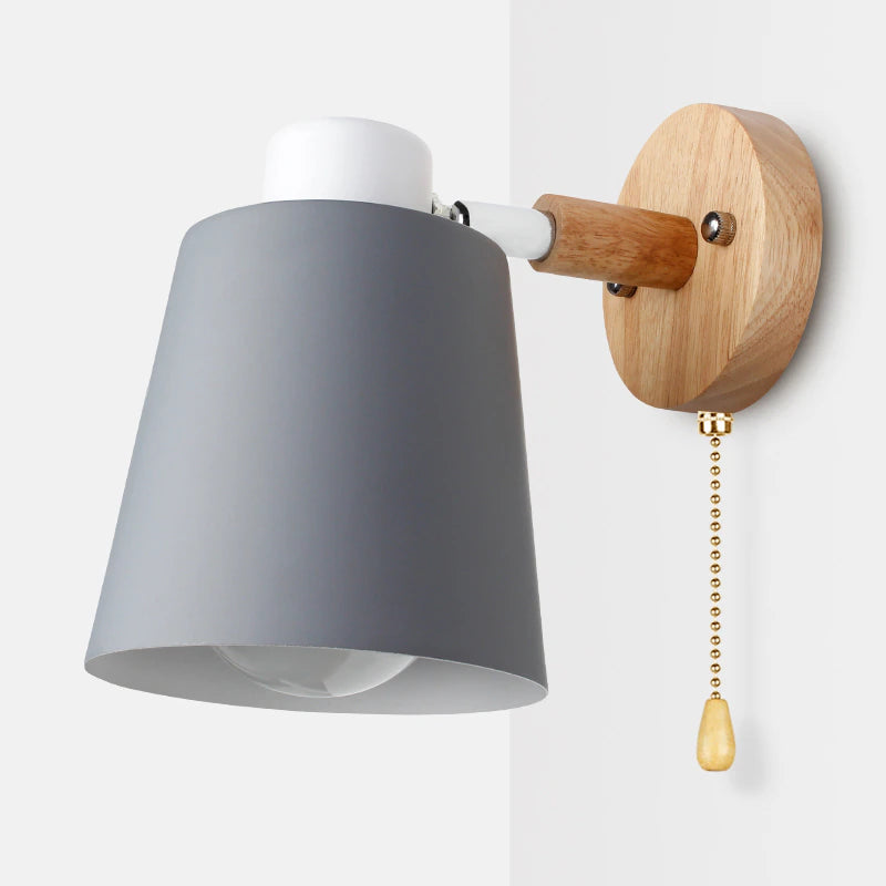 wooden wall sconce zipper switch gray color