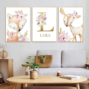 Woodland Animal Nursery Canvase Wall Art - Lala Lamps Store