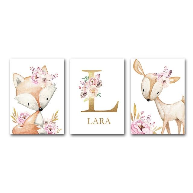 Woodland Animal Nursery Canvase Wall Art - Lala Lamps Store