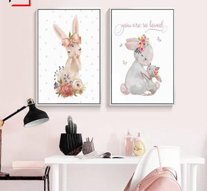 Woodland Bunny Canvas Wall Art - Lala Lamps Store