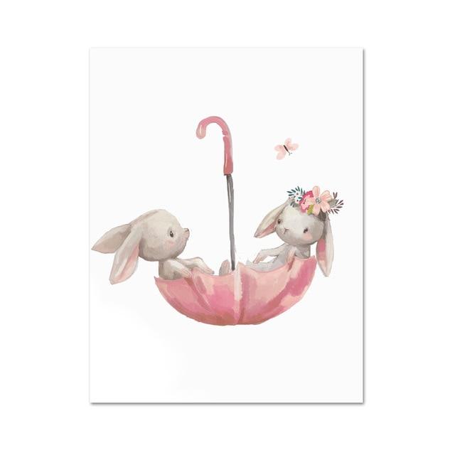 Woodland Bunny Canvas Wall Art - Lala Lamps Store