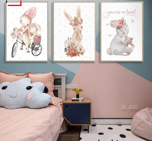 Woodland Bunny Canvas Wall Art - Lala Lamps Store