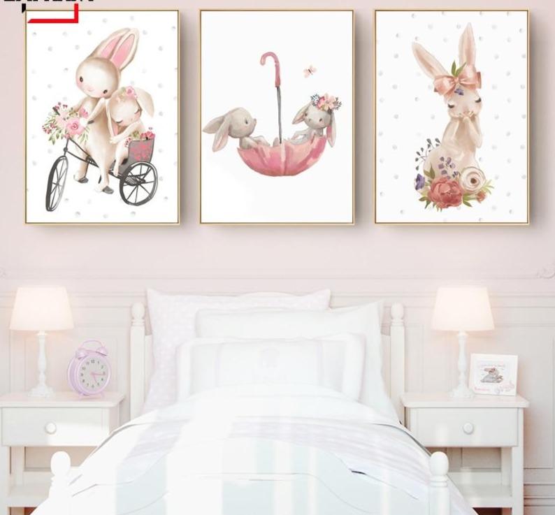 Woodland Bunny Canvas Wall Art - Lala Lamps Store